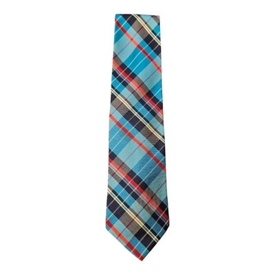 Trussardi Action Blue Check Silk Tie Mens Vintage Retro Wedding Formal Designer Classic Necktie