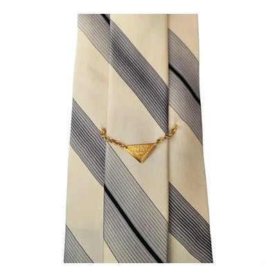 Vitaliano Pancaldi White Striped Silk Tie Mens Vintage Retro Wedding Formal Designer Classic