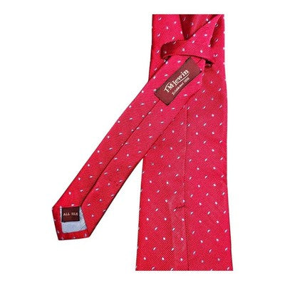 TM Lewin Red Silk Tie with Blue Fleck Pattern Mens Vintage Retro Wedding Formal Designer