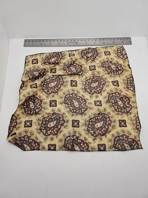 Mens Pocket Square Gold Vtg Retro Wedding Pre-Loved Vintage Poly 8''-10'' Silk Handkerchief
