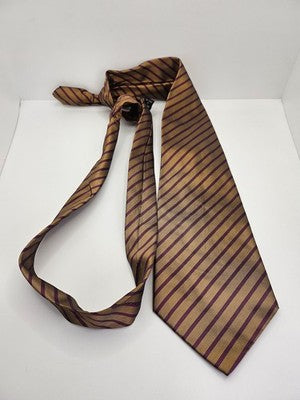 Paul Smith Silk Tie Mens Gold Purple Striped Vtg Wedding Neck Tie Clearance Vintage Retro