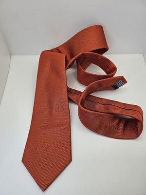 Charles Tyrwhitt Silk Tie Mens Orange Rust Textured Woven Wedding Neck Tie Vintage Retro Formal
