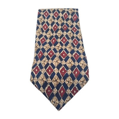 Vintage Armani Geometric Mens Silk Tie Classic Designer Necktie Formal BX9 Retro Wedding