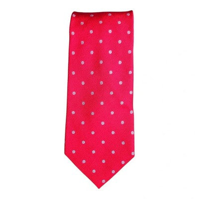 TM Lewin Red and Blue Silk Tie with Coffee Bean Style Motif Mens Vintage Retro Wedding Formal