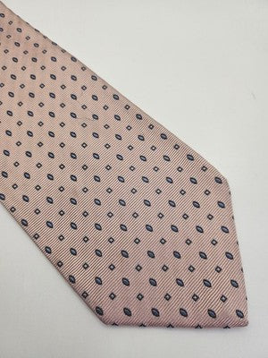Ermenegildo Zegna Silk Tie Mens Pink Blue Geometric Spots Wedding Clearance Vintage Retro