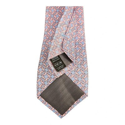 Marks and Spencer Pink and Blue Seahorse Pattern Tie Mens Vintage Retro Wedding Formal Designer
