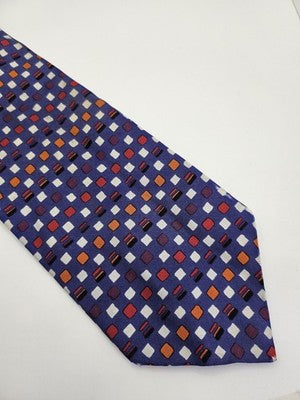 Paul Smith Silk Tie Mens Blue Red Orange Geometric Squares Retro Neck Clearance Vintage Wedding