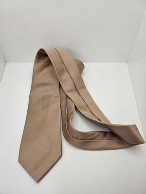 Van Buck Silk Tie Mens Beige Bronze Ribbed Textured Twill Wedding Neck Tie Vintage Retro Formal