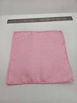 Mens Silk Pocket Square Pink Geometric Vtg Wedding Handkerchief Hankie Formal Suit Vintage