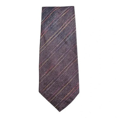 Benjamin's Denim Style Blue Tie with Rainbow Stripe Detail Mens Vintage Retro Wedding Formal