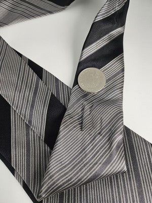 Vivienne Westwood Silk Tie Mens Black Grey Striped Vtg Wedding Neck Clearance Vintage Retro