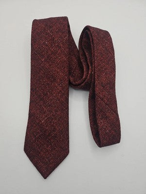 T.M Lewin Burgundy Woven Wool Thin Mens Tie Wedding Formal Neck Tie BX16 Vintage Retro Designer