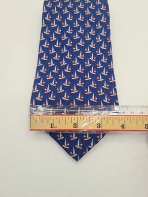 Tie Rack Blue Boat Pattern Mens Silk Tie Classic Designer Necktie BX12 Vintage R Retro Wedding