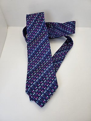 Charles Tyrwhitt Silk Tie Mens Blue Purple Pink Diamond Geometric Neck Tie Vintage Retro
