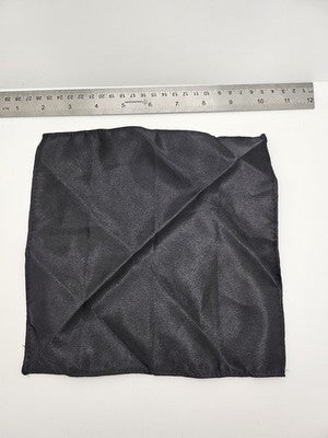 Mens Pocket Square Black Vtg Retro Wedding Pre-Loved Vintage Poly 8''-10'' Silk Handkerchief