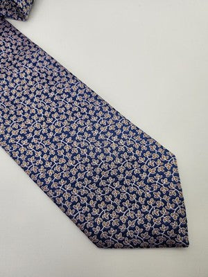 Penrose Silk Tie Mens Blue Gold Floral Leaf Vtg Wedding Neck Tie England Vintage Retro Formal
