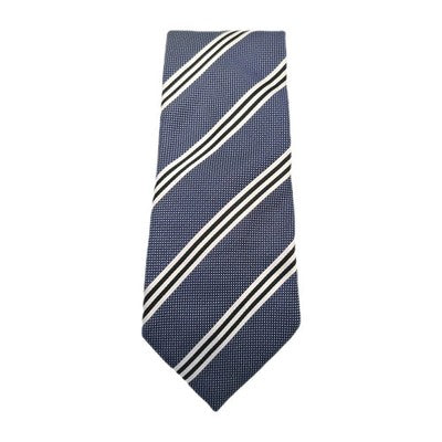 M and S Blue Stripe Formal Work Silk Tie | Designer Mens Tie UK  BX13 Vintage Re Retro Wedding