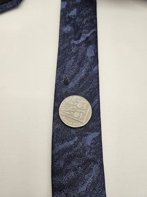 Ted Baker Silk Tie Mens Blue Camouflage Textured Vtg Wedding Neck Tie Clearance Vintage Retro