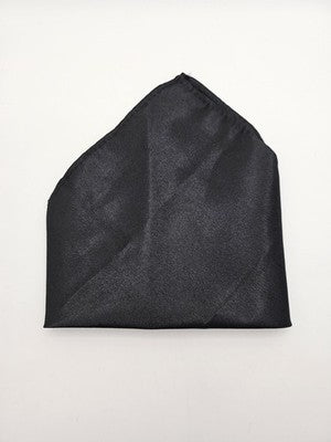 Mens Pocket Square Black Vtg Retro Wedding Pre-Loved Vintage Poly 8''-10'' Silk Handkerchief