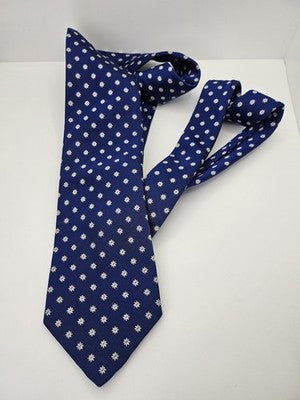 Charles Tyrwhitt Silk Tie Mens Blue White Floral Daisy Wedding Neck Tie Vintage Retro Formal