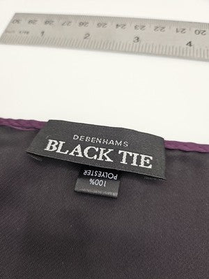 Debenhams Black Tie Pocket Square Mens Purple Plain Wedding Handkerchief Silk Formal Suit