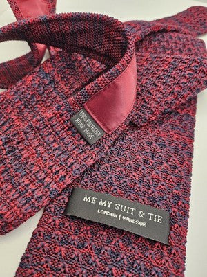 Me My Suit and Tie Skinny Knitted Red Tie Men Geometric Square End Necktie Mod Mens Vintage