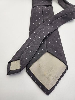 Gucci Silk Tie Mens Grey White Polka Dot Spotted Vtg Wedding Neck Tie Clearance Vintage Retro