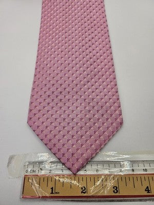 Hugo Boss Silk Tie Mens Pink Geometric Textured Diamond Wedding Neck Tie Vintage Retro Formal