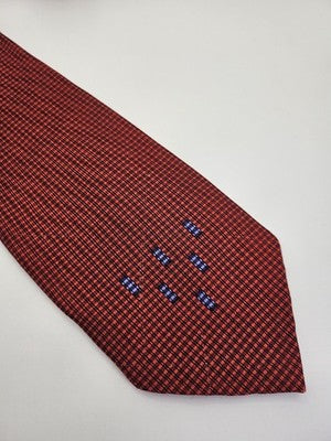 Paul Smith Silk Tie Mens Red Black Checked Blue Spots Vtg Wedding Clearance Vintage Retro