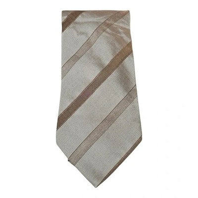 Hugo Boss Grey Striped Silk Tie Mens Vintage Retro Wedding Formal Designer Classic Necktie