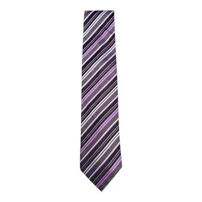 Baumler Purple and Black Striped Silk Tie Mens Vintage Retro Wedding Formal Designer Classic