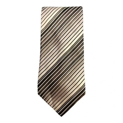 Baumler Grey and Black Striped Silk Tie Mens Vintage Retro Wedding Formal Designer Classic