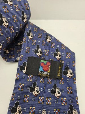 Disney Mickey Unlimited Silk Tie Mens Blue Novelty Mickey Mouse Neck Clearance Vintage Retro