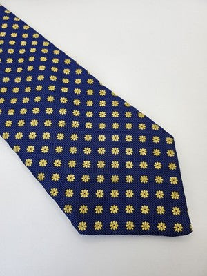 Charles Tyrwhitt Silk Tie Mens Blue Yellow Floral Daisy Wedding Neck Tie Vintage Retro Formal