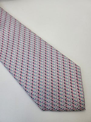 Charles Tyrwhitt Silk Tie Mens Pink Purple Geometric Triangles Neck Tie Vintage Retro Wedding