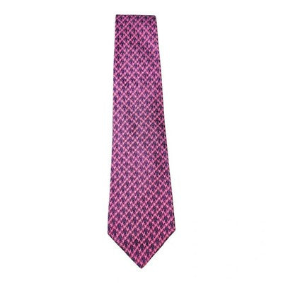 Austin Reed Pink and Purple Houndstooth Woven Silk Tie Mens Vintage Retro Wedding Formal