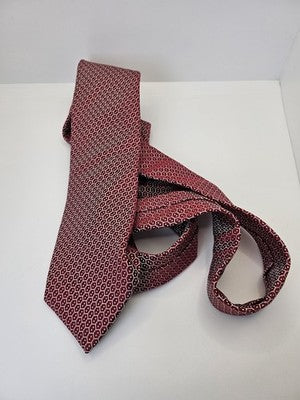 Charles Tyrwhitt Silk Tie Mens Red Geometric Hexagon Textured Wedding Neck Tie Vintage Retro