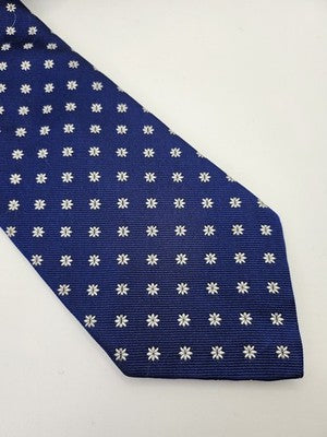 Charles Tyrwhitt Silk Tie Mens Blue White Floral Daisy Wedding Neck Tie Vintage Retro Formal
