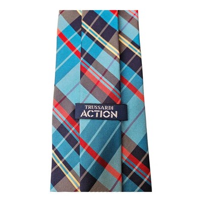 Trussardi Action Blue Check Silk Tie Mens Vintage Retro Wedding Formal Designer Classic Necktie