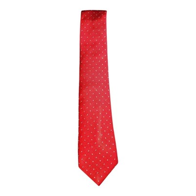 TM Lewin Red Silk Tie with Blue Fleck Pattern Mens Vintage Retro Wedding Formal Designer