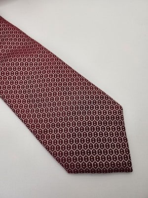 Charles Tyrwhitt Silk Tie Mens Red White Geometric Hexagon Wedding Neck Tie Vintage Retro