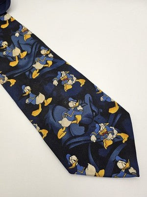 Disney Store Silk Tie Mens Blue Donald Duck Novelty Vtg Wedding Neck Clearance Vintage Retro