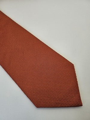 Charles Tyrwhitt Silk Tie Mens Burnt Orange Textured Grenadine Neck Tie Vintage Retro Wedding