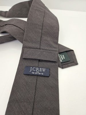 J.Crew Cotton Tie Mens Grey Brown Textured Twill Woven Wedding Neck Tie Vintage Retro Formal