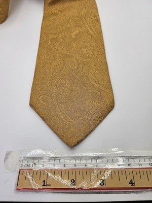 Duchamp London Silk Tie Mens Gold Paisley Textured Vtg Wedding Neck Tie Vintage Retro Formal
