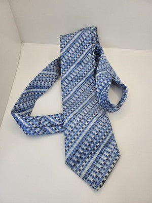 Charles Tyrwhitt Silk Tie Mens Blue White Houndstooth Check Wedding Neck Tie Vintage Retro