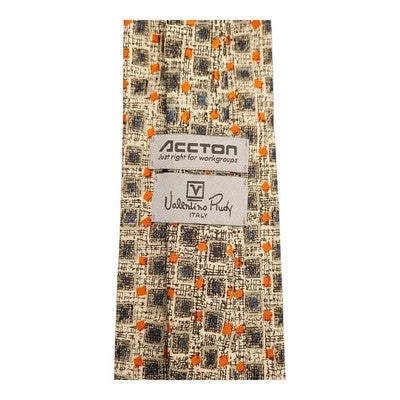 Valentino Rudy Beige and Orange Square Silk Tie Mens Vintage Retro Wedding Formal Designer