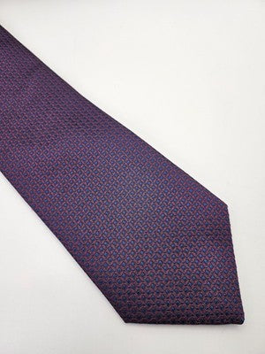 Hackett Silk Tie Mens Purple Blue Red Geometric Diamond Wedding Neck Tie Vintage Retro Formal