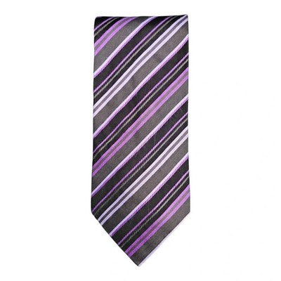 Baumler Purple and Black Striped Silk Tie Mens Vintage Retro Wedding Formal Designer Classic