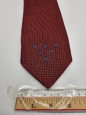 Paul Smith Silk Tie Mens Red Black Checked Blue Spots Vtg Wedding Clearance Vintage Retro